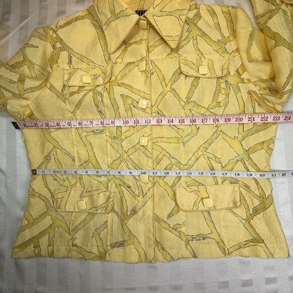 Clara Sun Woo Button Front Linen Blend Jacket Lightweight Sheer Sz XL - Picture 4 of 9